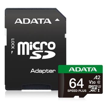 Adata Speed Plus/Micro SD/64GB/UHS-I U3 / Class 10/+ Adaptér