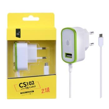  ALIGATOR PLUS CS102 nabíječka microUSB 21102027 bílo-zelená