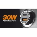 Chytrá mini nabíječka do auta ALIGATOR Power Delivery 30W, USB-C + USB-A, černá