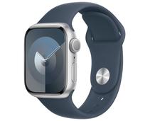 Obrázek k produktu: APPLE Watch Series 9 41mm Stříbrný hliník s bouřkově modrým sportovním řemínkem S/M