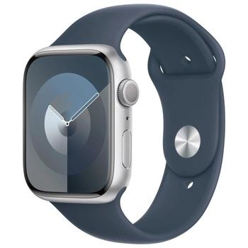 APPLE Watch Series 9 GPS 45mm Silver Aluminium Case with Storm Blue Sport Band - S/M