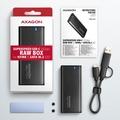 AXAGON EEM2-SB2, USB-C 3.2 Gen 2 - M.2 NVMe & SATA SSD kovový RAW box, bezšroubkový, černý