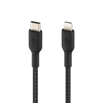 BELKIN kabel oplétaný USB-C - Lightning, 2m, černý