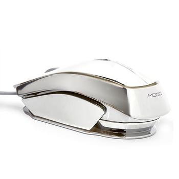 E-Blue Myš MOOD, optická, 3tl., 1 kolečko, drátová (USB), stříbrná, 2400DPI, 7 barev podsvícení, e-b