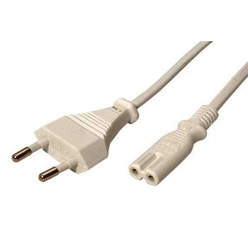 Kabel síťový 2pinový, CEE 7/17(M) - IEC320 C7, bílý, 1,8m