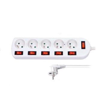 Prodlužovací přívod s 6x vypínačem, 5z. 2m, 3 x 1mm2, bílý, PP143