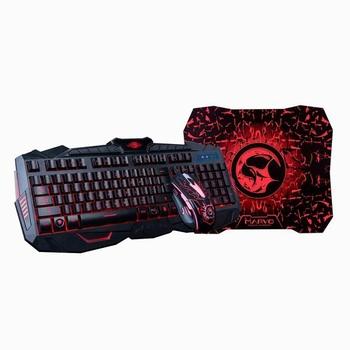 Marvo Sada klďż˝vesnice KM400, hernďż˝, ďż˝ernďż˝, drďż˝tovďż˝ (USB), CZ/SK, s hernďż˝ myďż˝ďż˝ a po