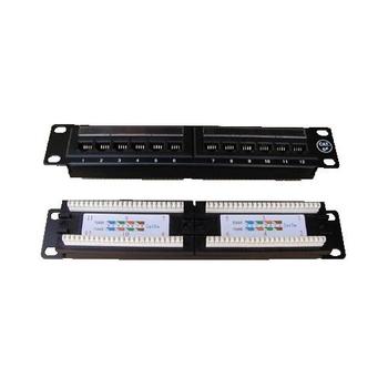 DATACOM Patch panel UTP 10" 12 port CAT5E, 2x6 pozic, 1U, zadní zářez, černý