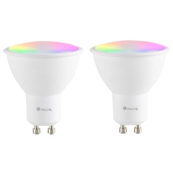NGS Wi-Fi chytrá LED žárovka / 5W/ GU10/ 460lm/ 2100K- 6500K & RGB full color/ 2x pack