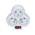 Solight rozbočka, 3 x 10A, bílá, vypínač - P99