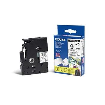 Páska Brother TZE-FX221, 9mm, bílá/černá, s flexibilní páskou, délka 8m