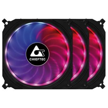 CHIEFTEC sada ventilátorů Tornado / 3x 120mm fan / RGB LED / RGB ovladač / Dálkové ovládání / ultrat