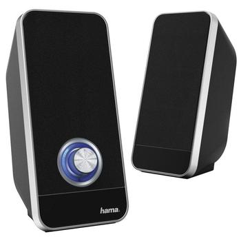 HAMA reproduktory k notebooku a PC Sonic LS-206/ 2.0/ 6W/ 3,5 mm jack/ USB/ černo-stříbrné