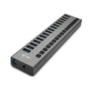 USB HUB I-TEC HUB 16 Port + napájecí adaptér 90 W, šedý (grey)