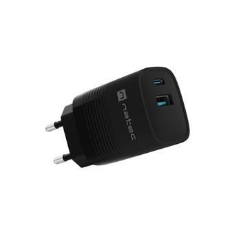 Univerzální USB nabíječka Natec RIBERA GaN 30 W, 1X USB-A, 1X USB-C, černá