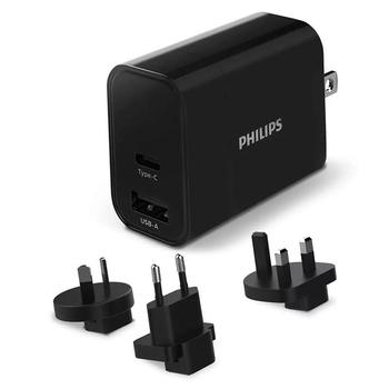 Cestovní adaptér Philips 1x USB A, 1x USB-C