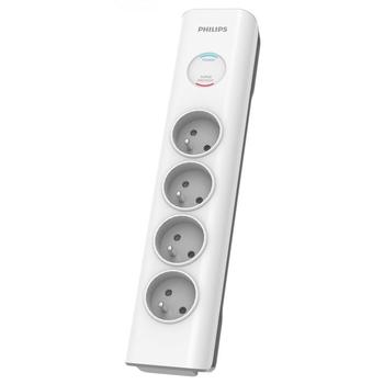 Přepěťová ochrana PHILIPS SPN7040WA/60, 600J, 4 zásuvky, 2m, bílá/šedá