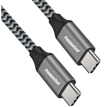 Kabel PREMIUMCORD USB-C M/M, 100W 20V/5A 480Mbps bavlněný oplet