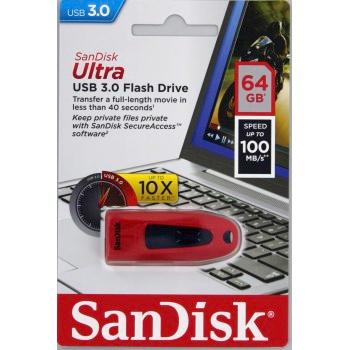 SanDisk Ultra USB 64GB USB 3.0 červená