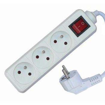 Solight prodlužovací přívod, 3 zásuvky, bílý, vypínač, 1,5m - PP10