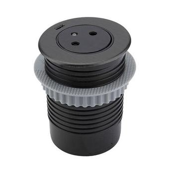 Solight 1z + 1x USB-C vestavná zásuvka, nerez ocel, EasyEject systém, prodlužovací přívod 1,5m, 3x 1