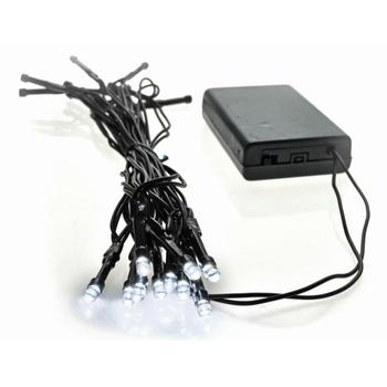 Solight LED vánoční řetěz, 3m, 20xLED, 3x AA, bílé světlo, zelený kabel - 1V50-W