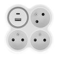 Solight rozbočka, 3x 15A, USB nabíječka A+C, bílá-šedá - P106USBC