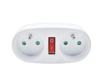 Obrázek k produktu: SOLIGHT rozbočka, 2 x 10A s vypínačem, bílý (white)