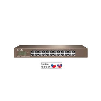 Tenda TEG1024D 24x Gigabit Switch, Fanless-bez ventilátorů, Rackmount, ochrana proti přepětí