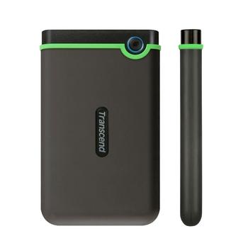 TRANSCEND 2TB StoreJet 25M3S SLIM, USB 3.0, 2.5” Externí Anti-Shock disk, tenký profil, šedo/zelený