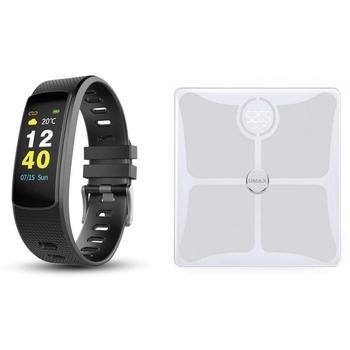 UMAX Stay Active! chytrá váha Smart Scale US10C + chytrý náramek U-Band 116 HeartRate Color