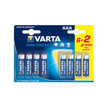 Alkalické baterie VARTA High Energy 4903 6+2ks