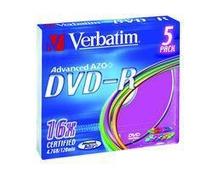 Obrázek k produktu: VERBATIM  DVD-R 16x DatalifePlus, barevné (color), 5ks slim krabička