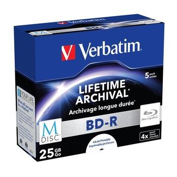 Verbatim Blu-ray BD-R M-Disc 25GB 4x Printable jewel box, 5ks/pack