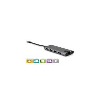 VERBATIM 49142 USB-C Multiport HUB, 3x USB 3.0, 1x USB-C, HDMI, LAN, SD, microSD, šedá dokovací stan