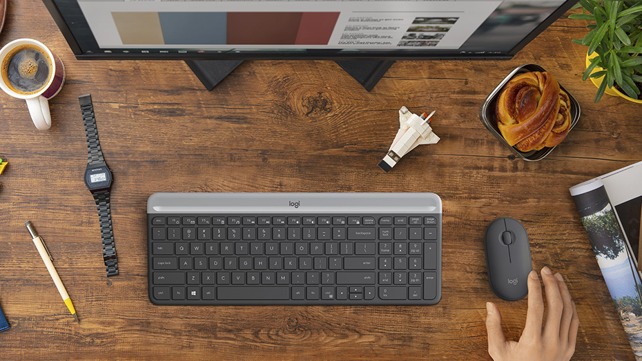 Sada bezdrátové klávesnice a myši LOGITECH MK470 Slim Wireless Combo černý black