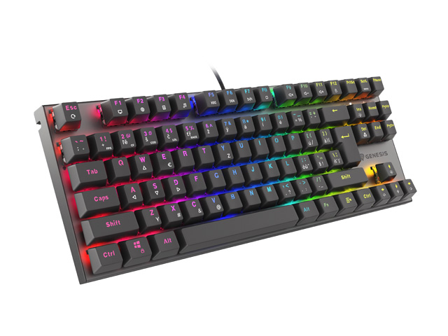 Herní mechanická klávesnice GENESIS THOR 303 TKL RGB Outemu Red černá black