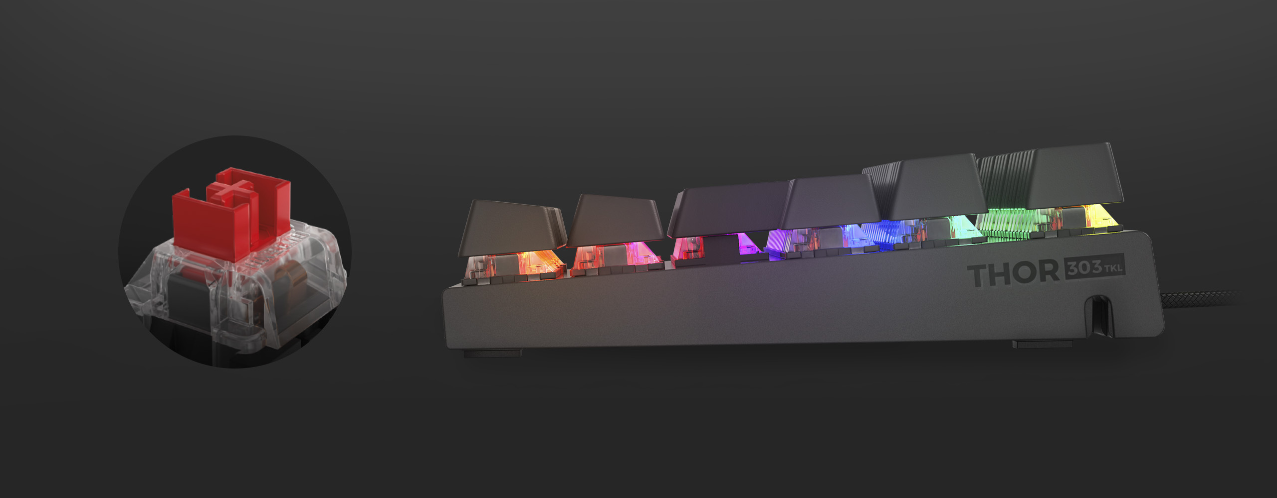 Herní mechanická klávesnice GENESIS THOR 303 TKL RGB Outemu Red černá black