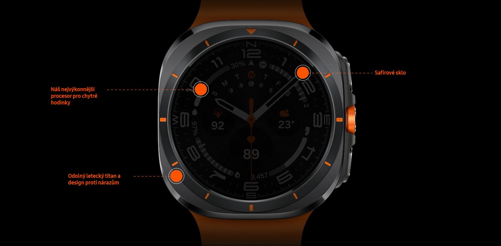 Chytré hodinky SAMSUNG Galaxy Watch Ultra 47mm Titanium WhiteSport BandWhite