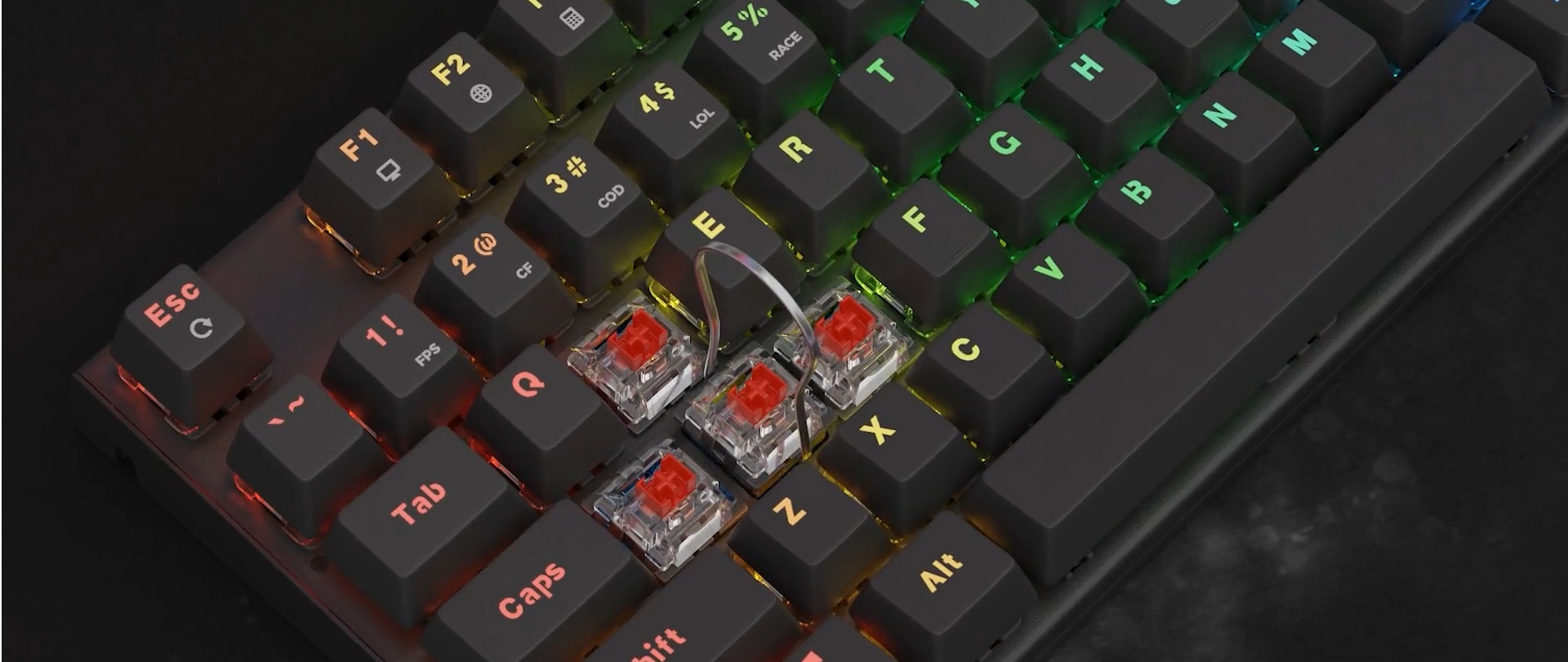 Tichá herní klávesnice GENESIS THOR 303 RGB Outemu Peach Silent