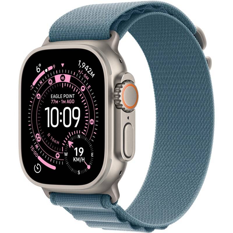 Chytré hodinky APPLE Watch Ultra 3 49mm Přírodní titan se světle modrým alpským tahem  M
