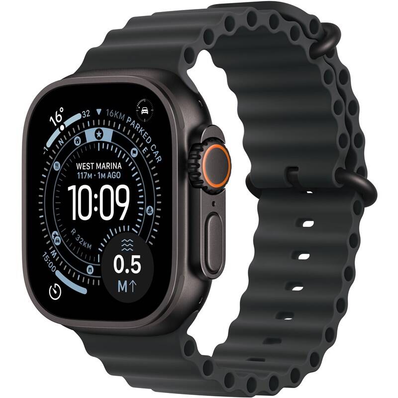 Chytré hodinky APPLE Watch Ultra 3 49mm Černý titan s černým oceánským řemínkem