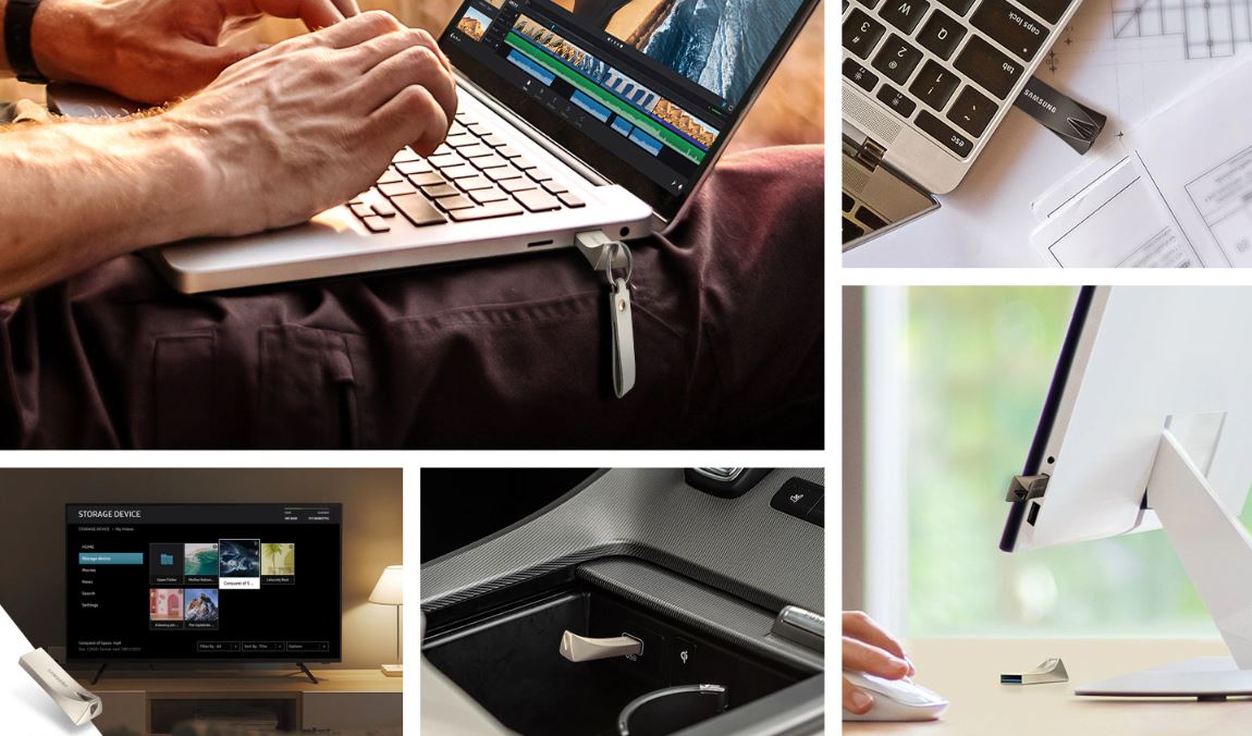 Přenosný flash disk SAMSUNG BAR Plus 64GB Champagne Silver