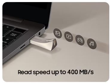 Přenosný flash disk SAMSUNG BAR Plus 128GB Champagne Silver