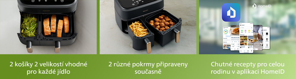Horkovzdušná fritéza se dvěma košíky PHILIPS řada 3000 NA35200