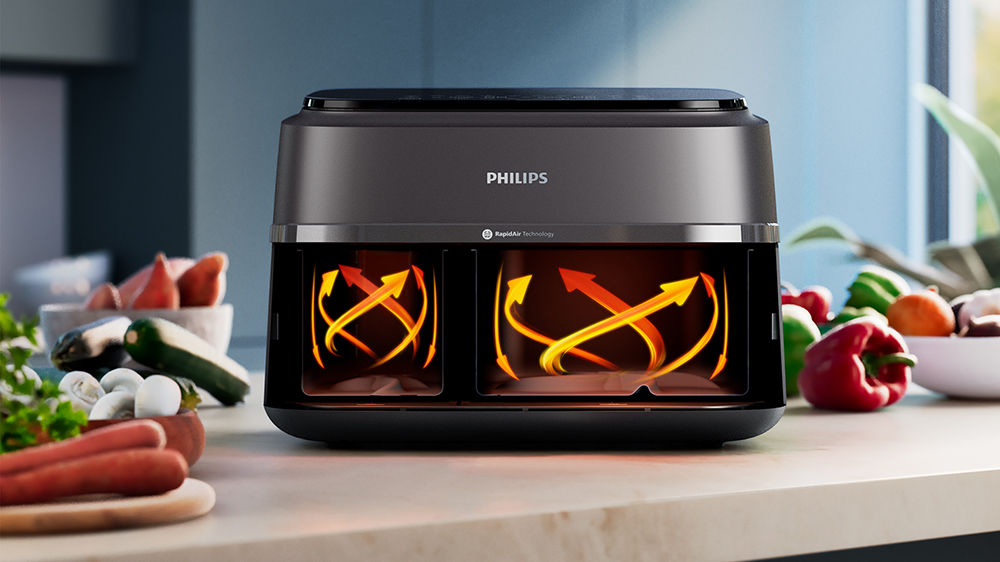 Horkovzdušná fritéza se dvěma košíky PHILIPS řada 3000 NA35200